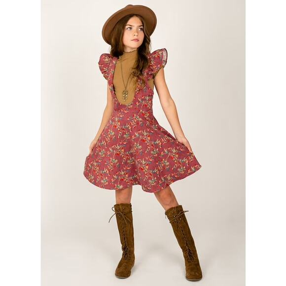 Joyfolie Mia Joy Girl’s Romy Jumper in Mauve Floral Size 10 - Picture 1 of 7